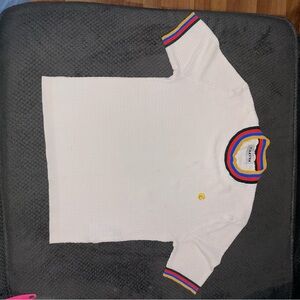 Carven White Tee with Stripes on Trim